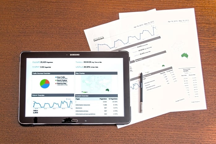 Tablet og rapporter i papir