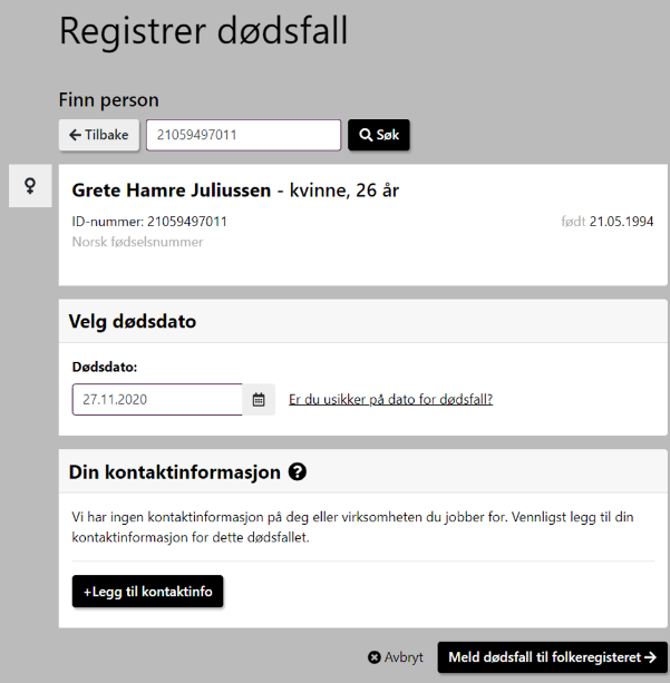 Registrer dødsfall